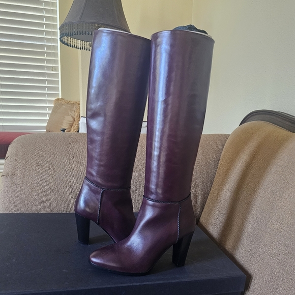 Theory Knee Boot in Wine Red Leather Size 37/7 NWT - Picture 3 of 15
